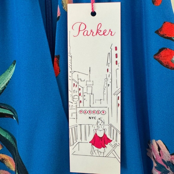 Parker Davina Blue Sleeveless Halter High-Low Ruffle Dress NWT 4 Retail $398 - Picture 5 of 9